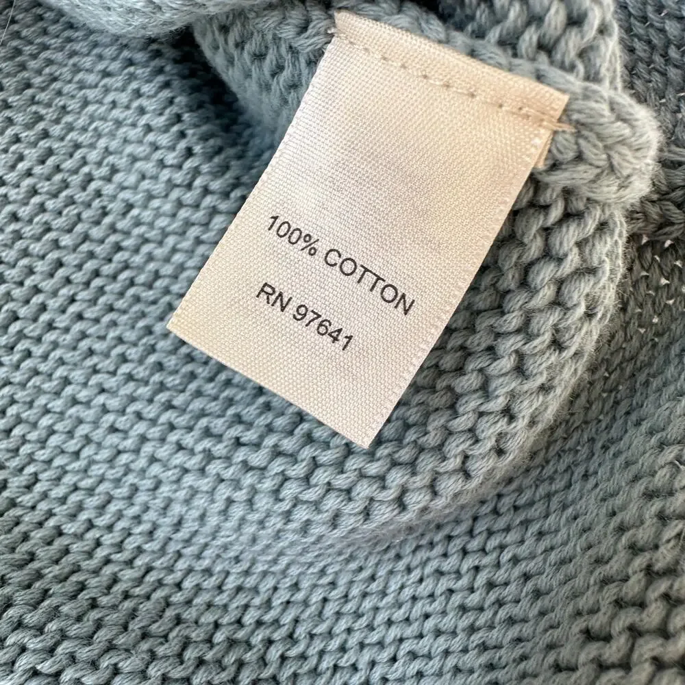 J.Jill‎ Blue V Neck Knit Sweater 3/4 Length Sleeves 100% Cotton Size Med Petite